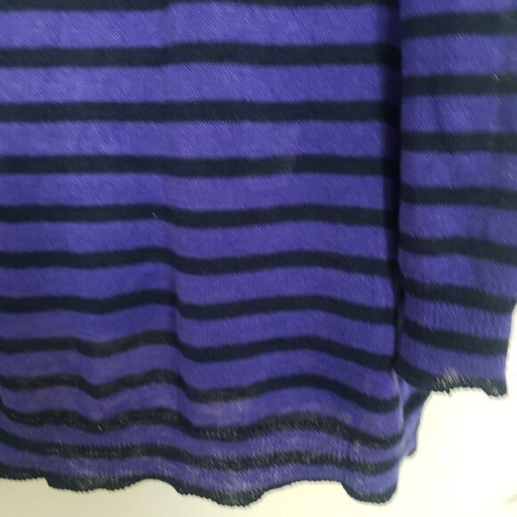 J Crew 100% Linen Shirt Stripe Lightweight Summer Blue Black Womens Size Medium - Picture 3 of 9